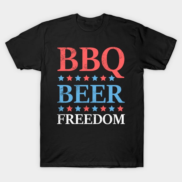 BBQ Beer Freedom T-Shirt by Whimsical Frank